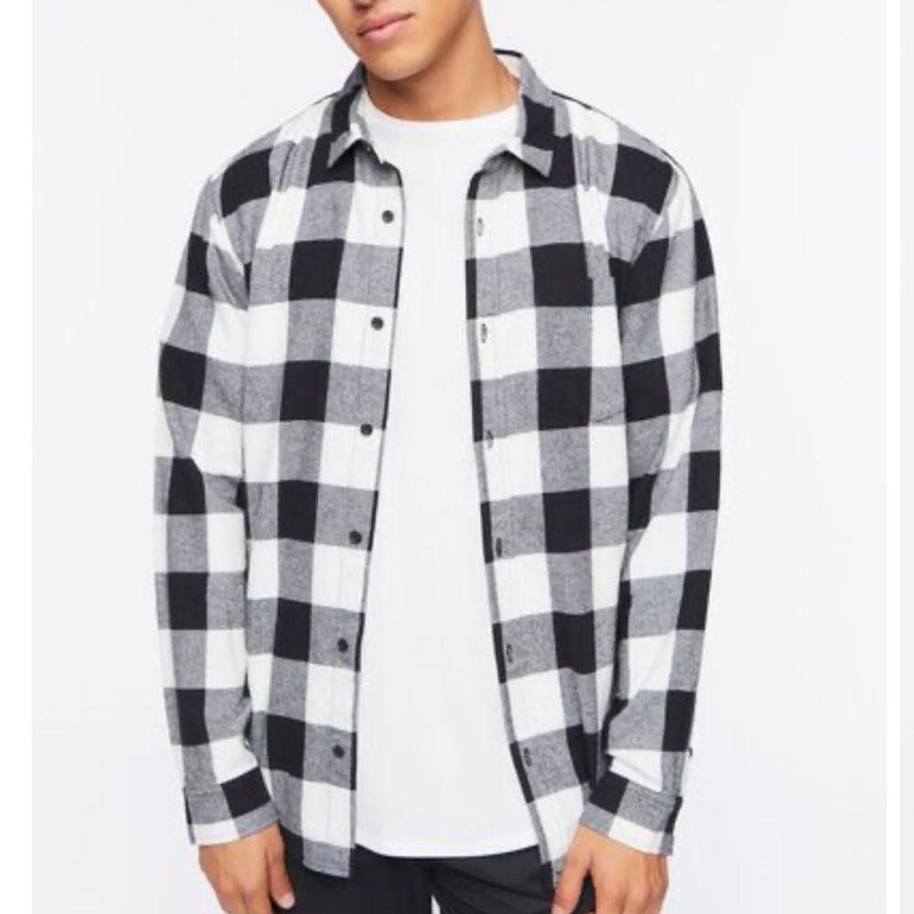 Forever 21 Men’s Buffalo Plaid Flannel Casual Jacket